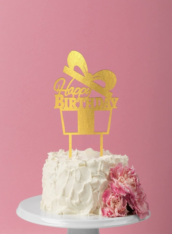 إلك زينة كعكة خشبية ذهبية اللون - زينة أنيقة وعصرية للكعك لحفلات الزفاف وأعياد الميلاد والمناسبات الخاصة - مصنوعة يدويًا ومتينة (عبوة من قطعة واحدة) - النمط 5 - Image 1